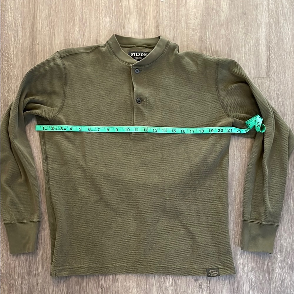 Filson Olive Green Long Sleeve Henley Shirt Medium